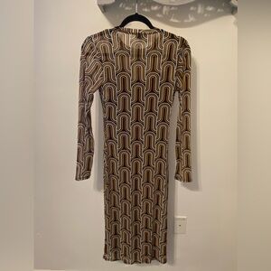 Gianna Bini Geometric Patterned Long Sleeve Midi Dress